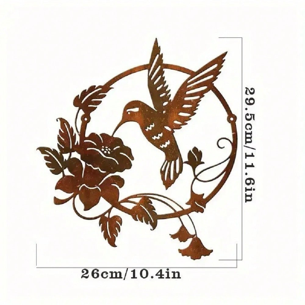 Metal Round Hummingbird Wall Sculpture, 3D Home Decor Art, Garden Ornament, Handmade Iron Craft