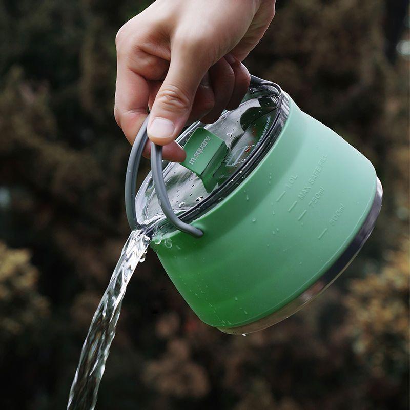 Large Capacity Outdoor Silicone Folding Kettle for Open Flame Boiling - Ideal Camping Cookware & Tableware