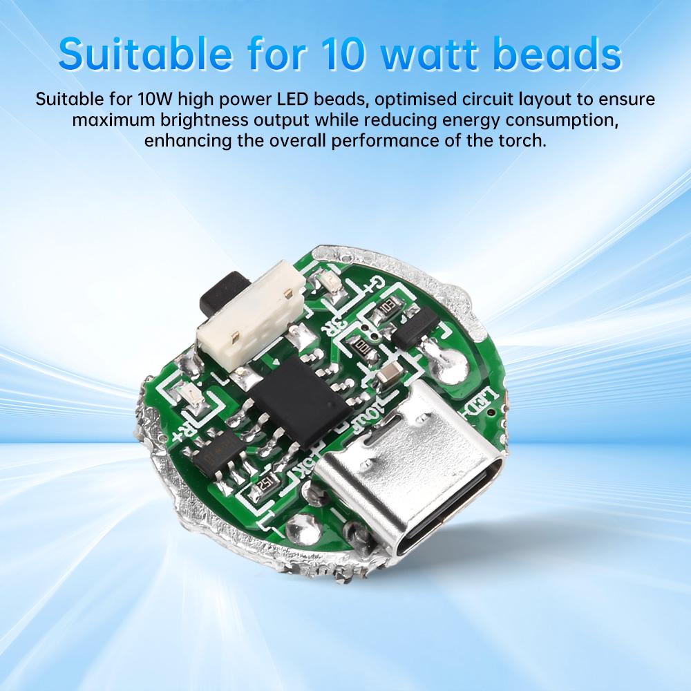 10W LED bead Driver Control Board DIY Flashlight Control Main Board Brightness Adjustable Charging Protection Board with Switch