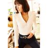 Dame Ecru rullekraveglidelås lycra bluse