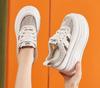 Fashion 8cm New Air Mesh Synthetic Leather Chunky Sneaker Breathable Hollow Platform Wedge Women Flats Shoes Sandals Summer Ethnic