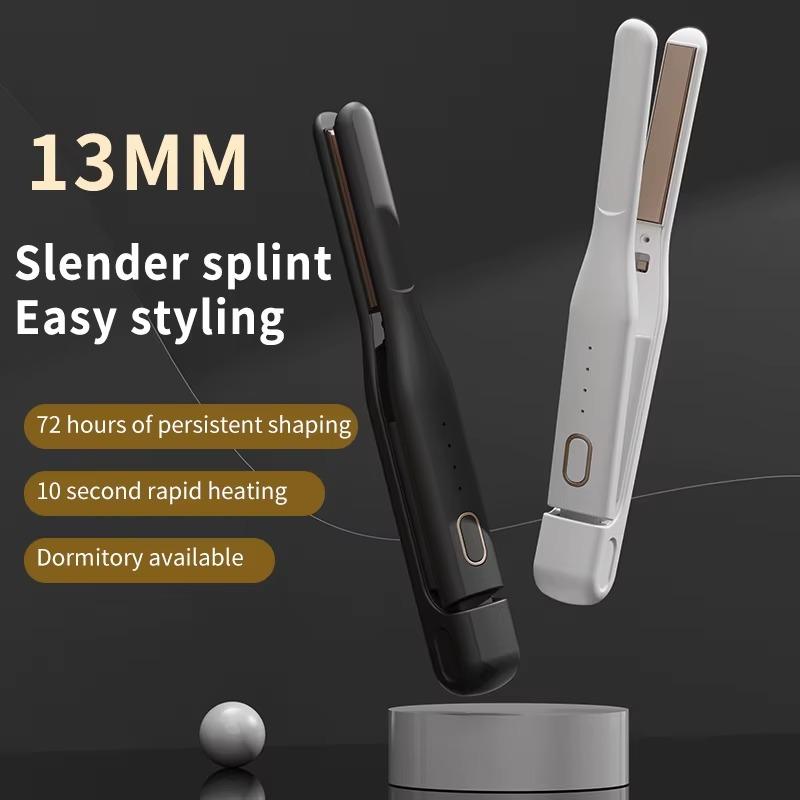 USB Rechargeable Wireless Mini Hair Straightener, Ceramic Ionic LED Temp Flat Iron for Short Hair Edge Straightening Curling
