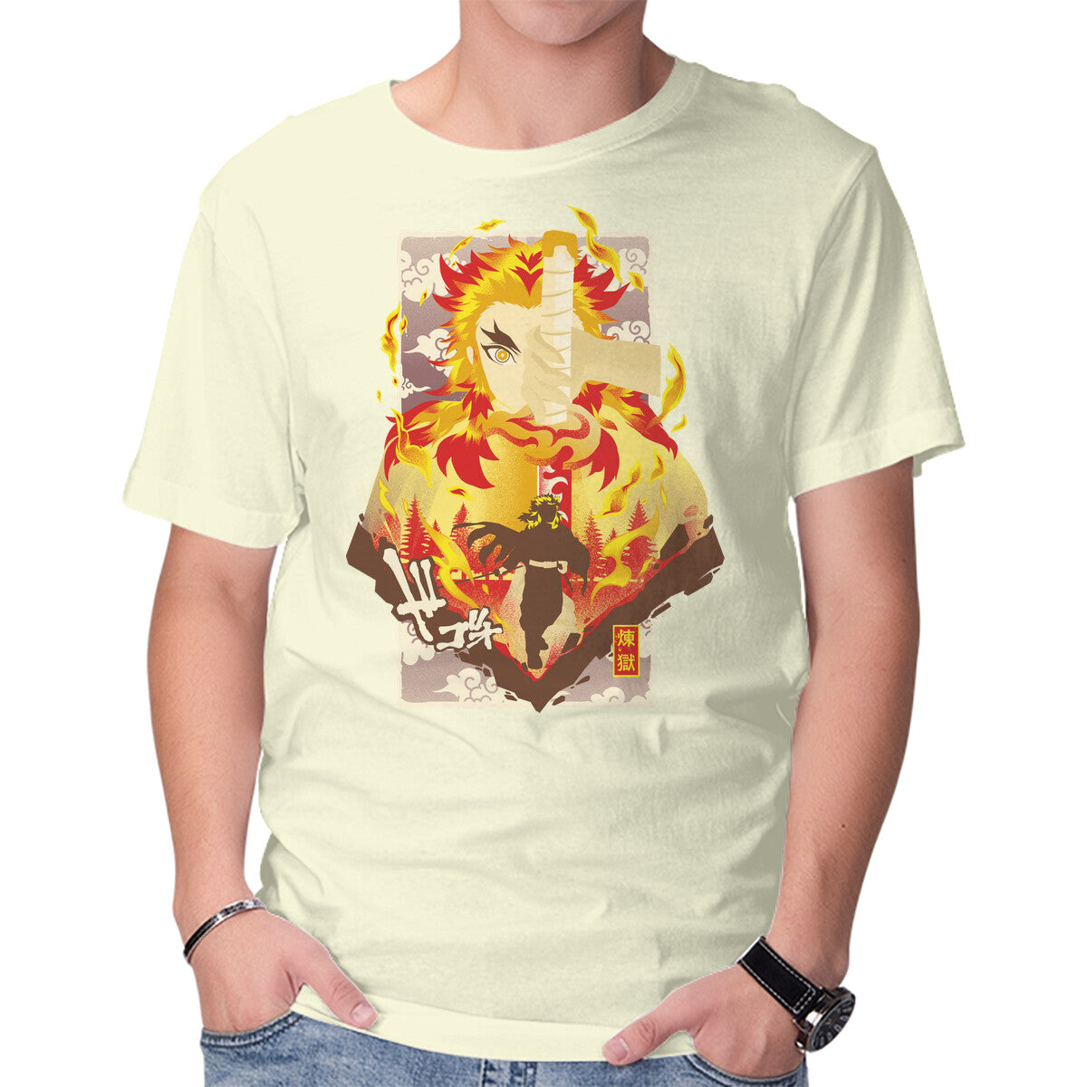 Unisex Crew Neck T-Shirt Flame Breathing Graphic Short Sleeve Casual Tee XS