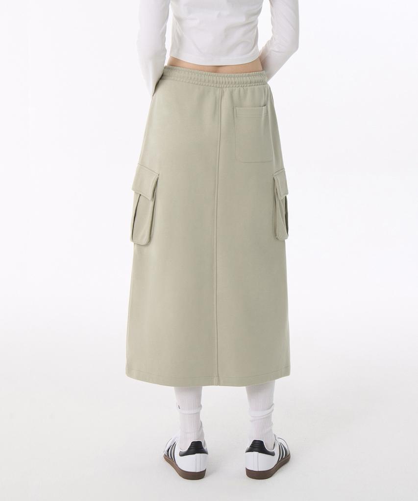MUSINSA STANDARD WOMAN Women'S Flat Terry Sweat Cargo Long Skirt [Light Beige]