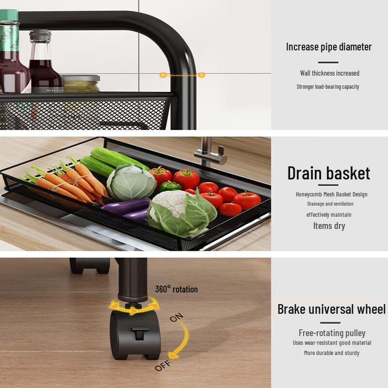 Xidien 5-Tier Multifunctional Kitchen Storage Cart