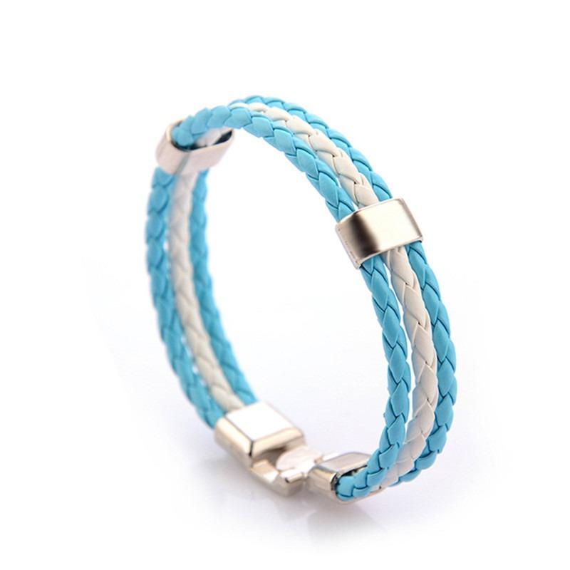 National Flag Color ES Spain Multi Layer Leather Bracelet For Men Bangle Fashion Black Handemade Male Jewelry Pulseira Masculina