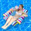Single Foldable Mesh Inflatable Floating Row 4 Tube Striped Water Hammock Thickened PVC Portable Pool Beach Water Entertainment