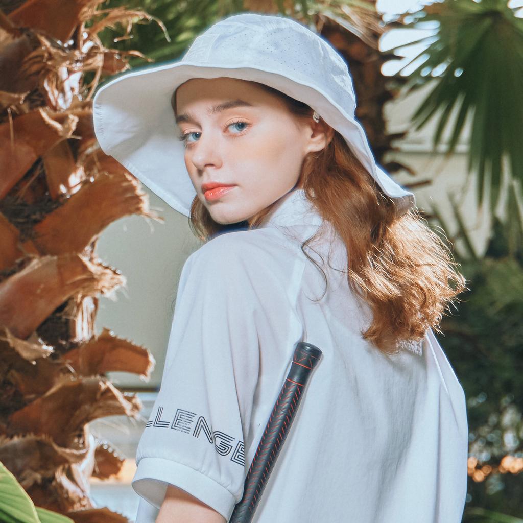 CHALLENGER Big Brim Sunshade Unisex Bucket Hat White