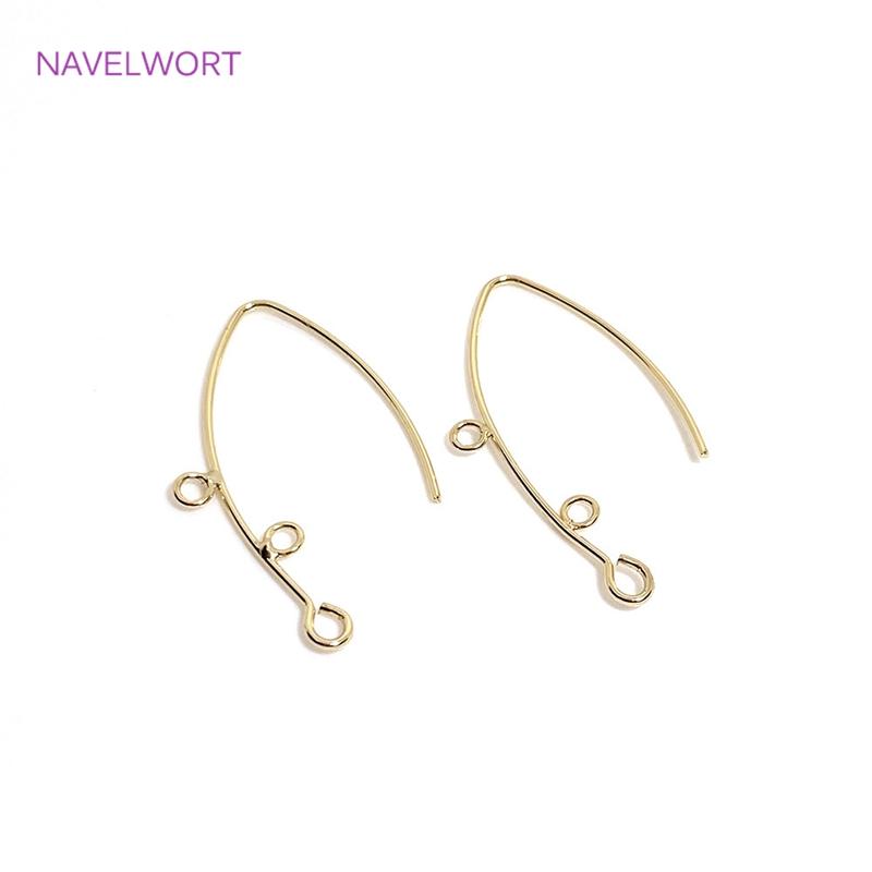 14K Gold Plated French V-shaped Earring Hooks Findings Brass Metal Ear Wire Hooks Settings DIY Jewelry Making Accessories