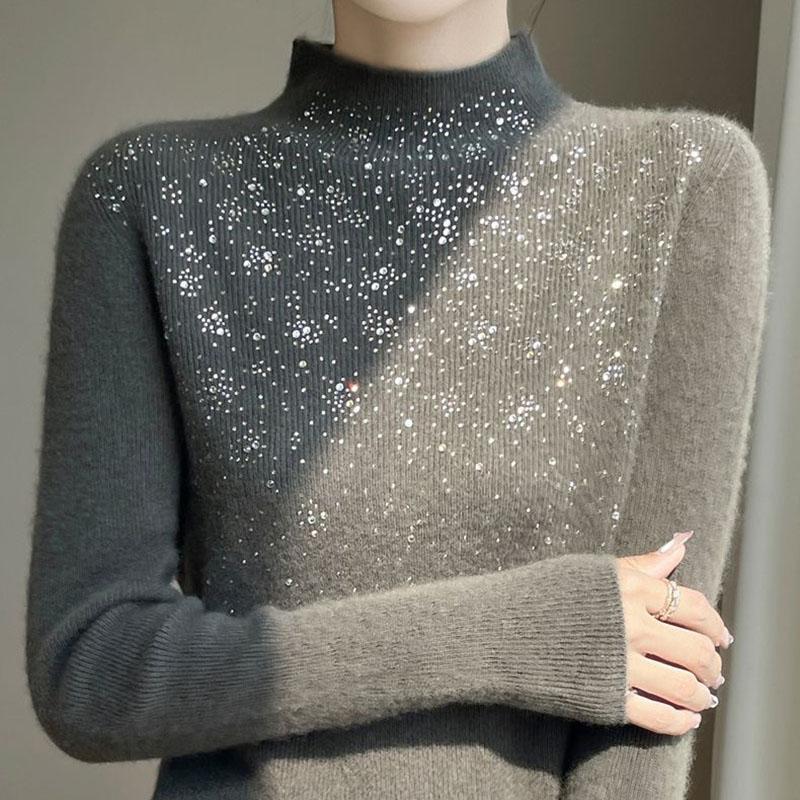 Sweater for Women Autumn Winter Lightweight Warm Knitted Stretchy Long Sleeve Tops