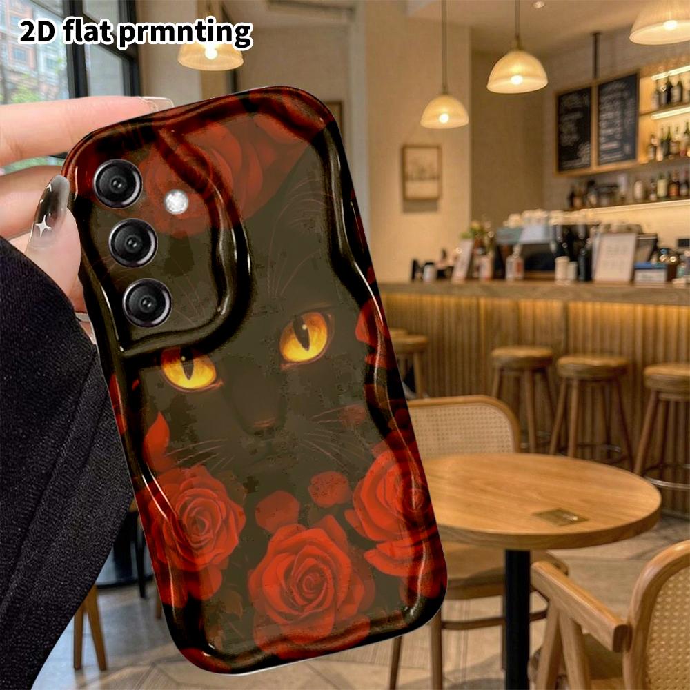 Phone case: 2D flat, suitable for Samsung Galaxy A34 A35 M05 M06 S20 S22 S21 FE Plus 5G protective case, dark little black cat, perfect Christmas and