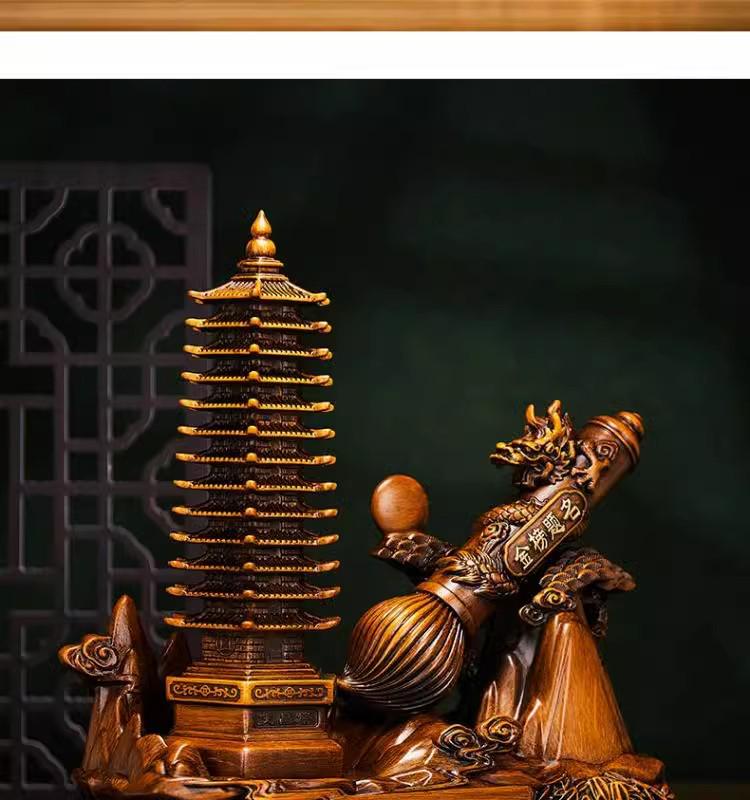 Golden Thirteen-Layer Wenchang Pagoda Figurine