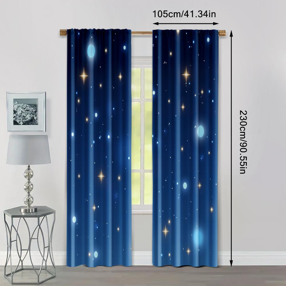 2 ks   Závěsy Digitálně Tištěné Módní Modrá Hvězda Látka (bez tyče) Výprodej věcí pro kuchyň obývací pokoj kancelář ložnici