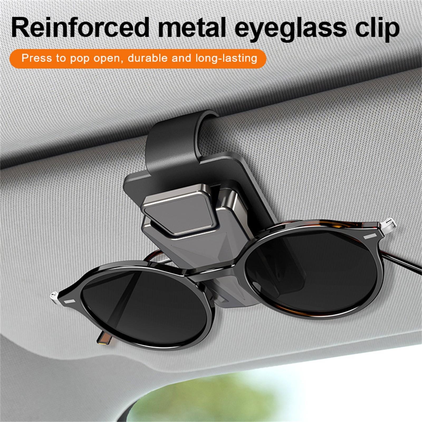 Sunglasses Holder | High-Strength Sunglasses Clip | -Absorbing Sun Visor Storage Clip For Different Size Eyeglasses | Metal Interior One Size