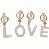 1PC Keychains Ideal Gift Letter Design Bling Key Ring Accessory Full Rhinestone Design Lucky Pendant 26 Alphabet Letters