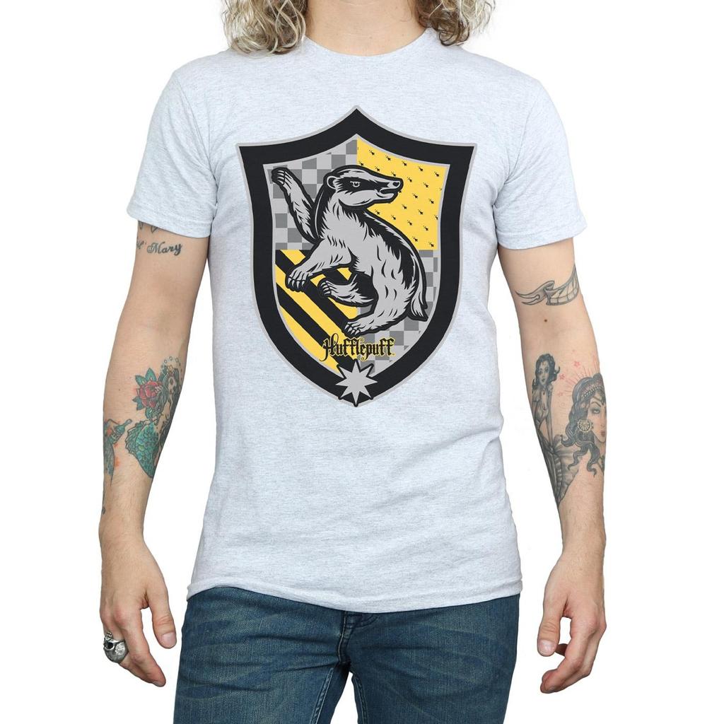 Harry Potter Mens Hufflepuff Crest Flat T-Shirt