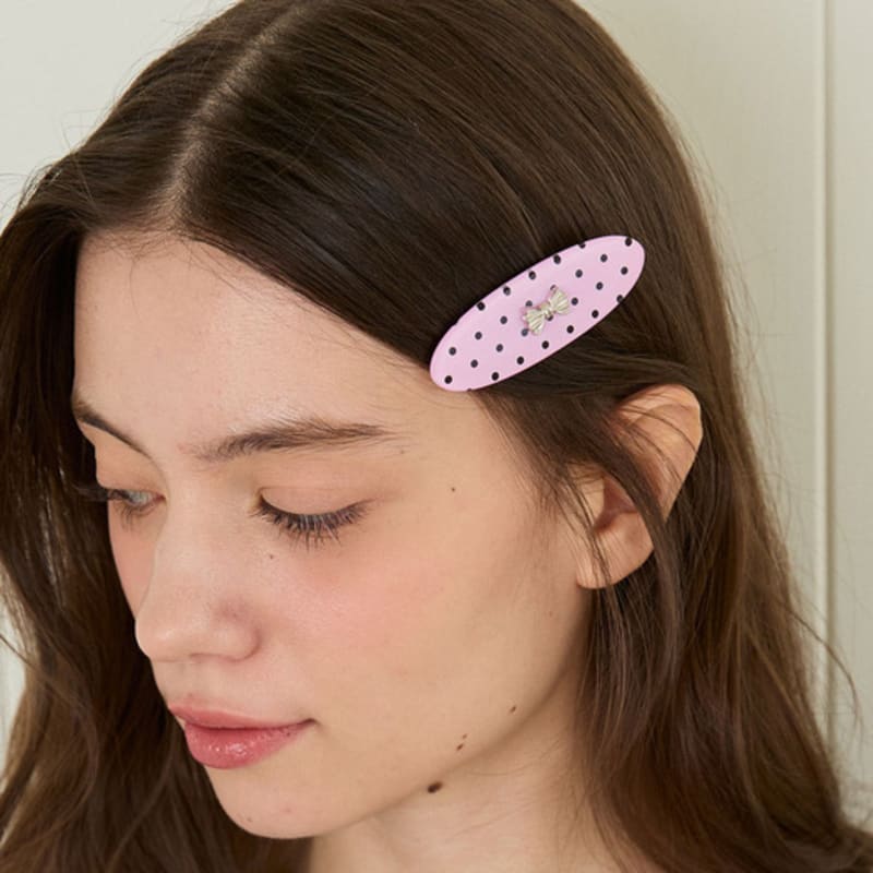

pink PINEAPPLE [2EA 1SET] POLKA DOT ribbon HAIRPIN_pink pink_FREE