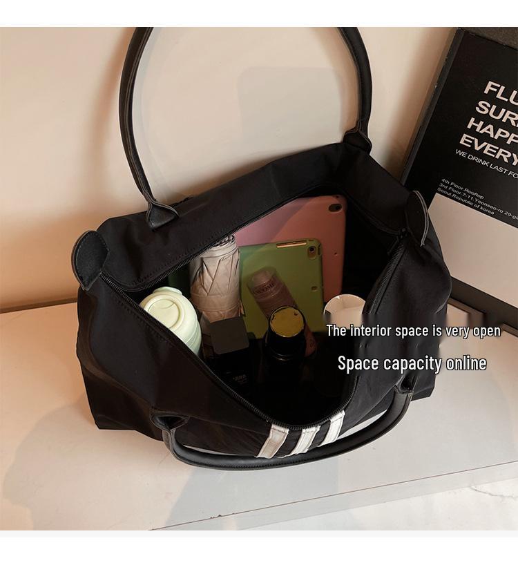 2025 Women's Sporty Korean Striped Minimalist Tote Bag - Large Capacity, Versatile for Travel & Casual Use