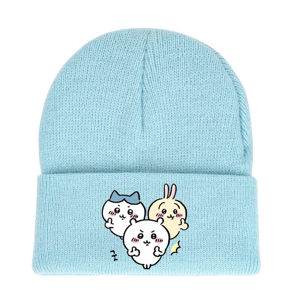 Usagi Chiikawa Round Top Dopamine Print Knit Hat For Animation Enthusiasts