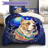 RainbowPuppy Pattern Bedding Quilt Set Quilt Cover Pillowcase Home Decoration Birthday Gift (1 * duvet cover + 2 * pillowcase, without core)