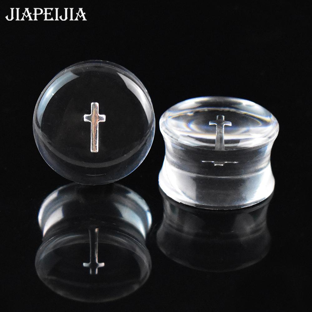 2 Stück Kreuz Ohr Tunnel Dehnstäbe Double Flared Plug Ohr Expander Dehner Körperpiercing Schmuck