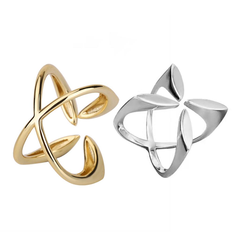 Lines Crossed Geometric Ring Adjustable for Fashionable Women and Trendsetters Personality Temperament Accessory