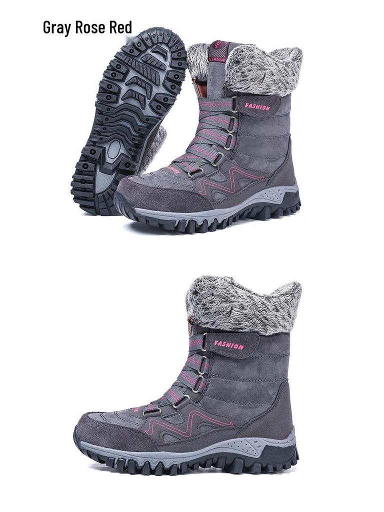 Plus Size Women's High-Top Snow Boots – Autumn/Winter Bestseller, Velvet Lined and Warm.
