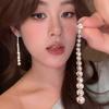 Temperament Luxury Sparkly Zircon Long Tassel Dangle Earrings For Women Korean Bride Wedding Engagement Jewelry Accessories