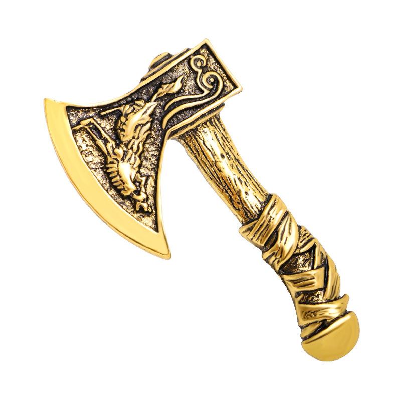 Ax Retro Prosperous Seven-dimensional Five Elements Prosperous Wealth Tomahawk Brooch