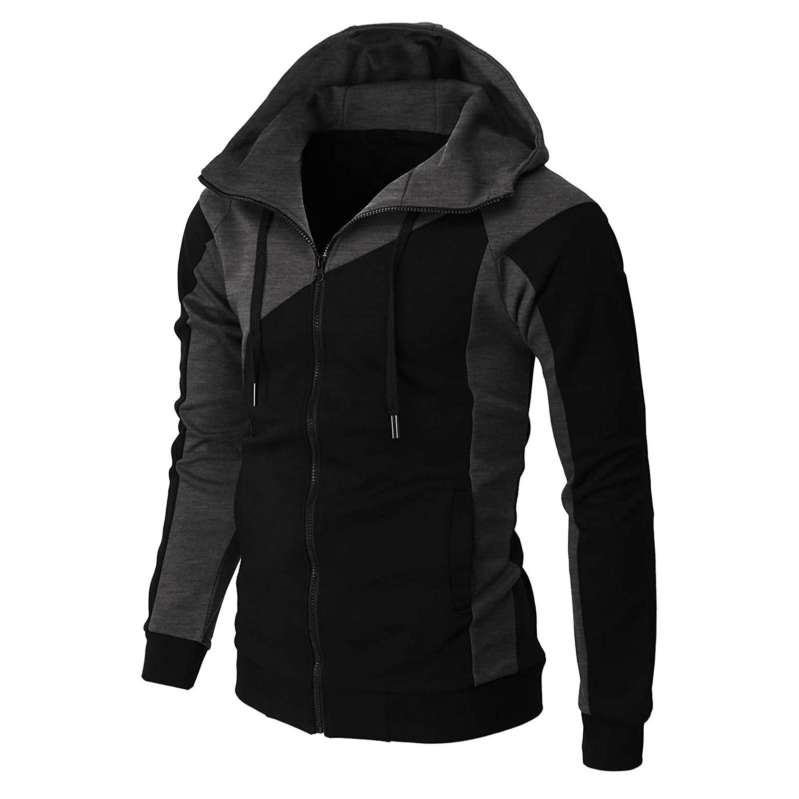 Glasses Heren Casual Sport Sweatshirt Lange Mouw Rits Capuchon Jas M donkergrijze kleur