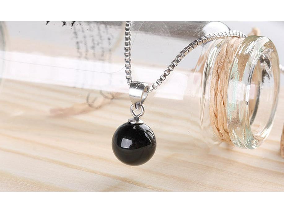 Sterling Silver Agate Pendant Necklace - Fashionable Simple Gift for Girlfriend, Christmas Luxury Jewelry Clavicle Chain