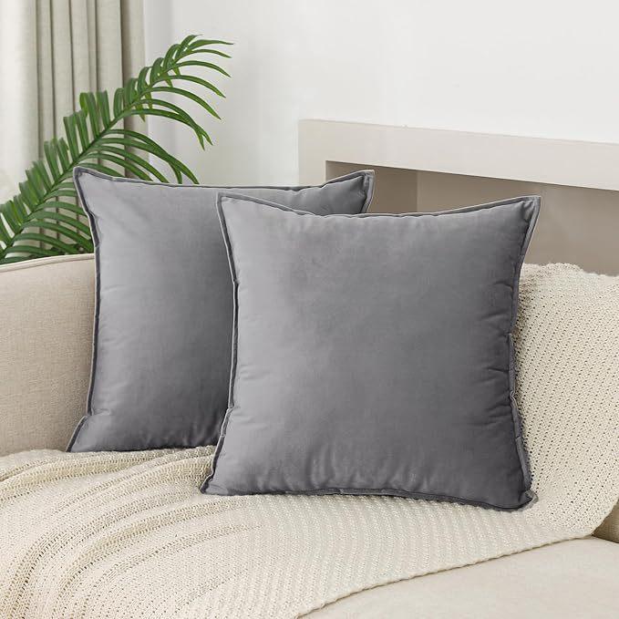 Throw Pillow Covers 16x16 Set Of 2 Velvet Decor Decorative Couch Cushion Pillowcases With Fringe Home Bed Decoration For Sofa Bedroom