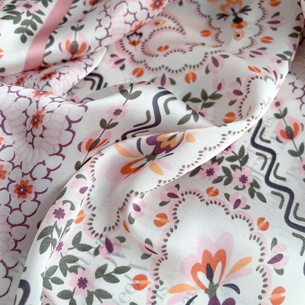 Women S Floral Printed Small Square Scarf For Summer Sun Protection