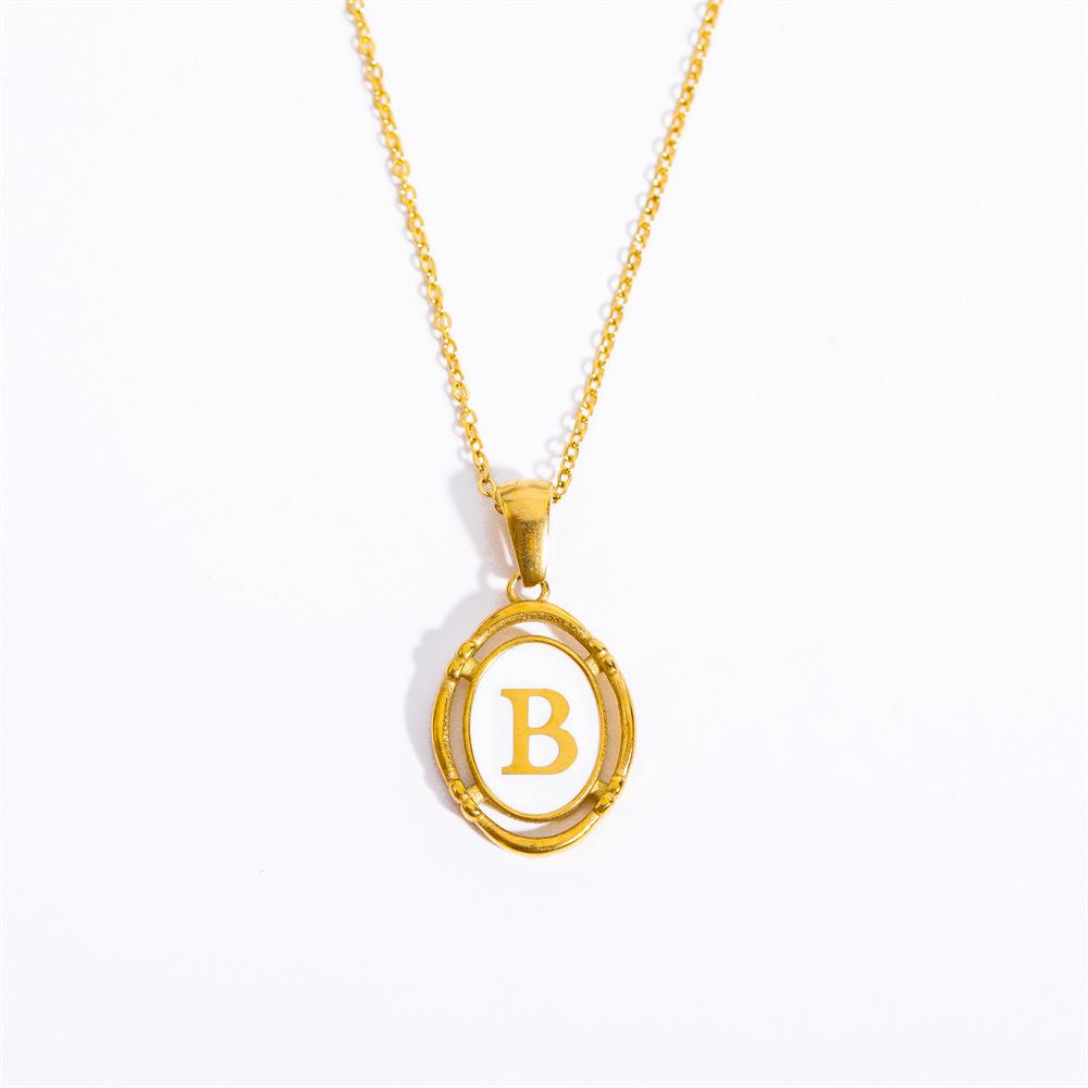 Color Retention 26 Letter Pendant Oval Necklace Necklace 26 Letter Electroplated Real Gold