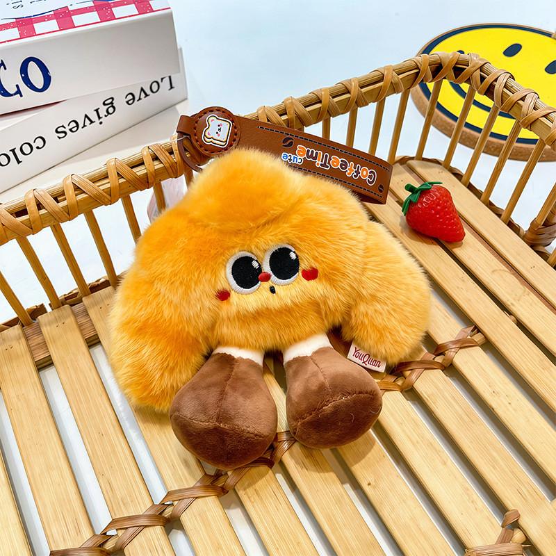 Baking Series Plush Toy Hamburger Toast Bread Cute Doll For Girls Gift Bag Charm