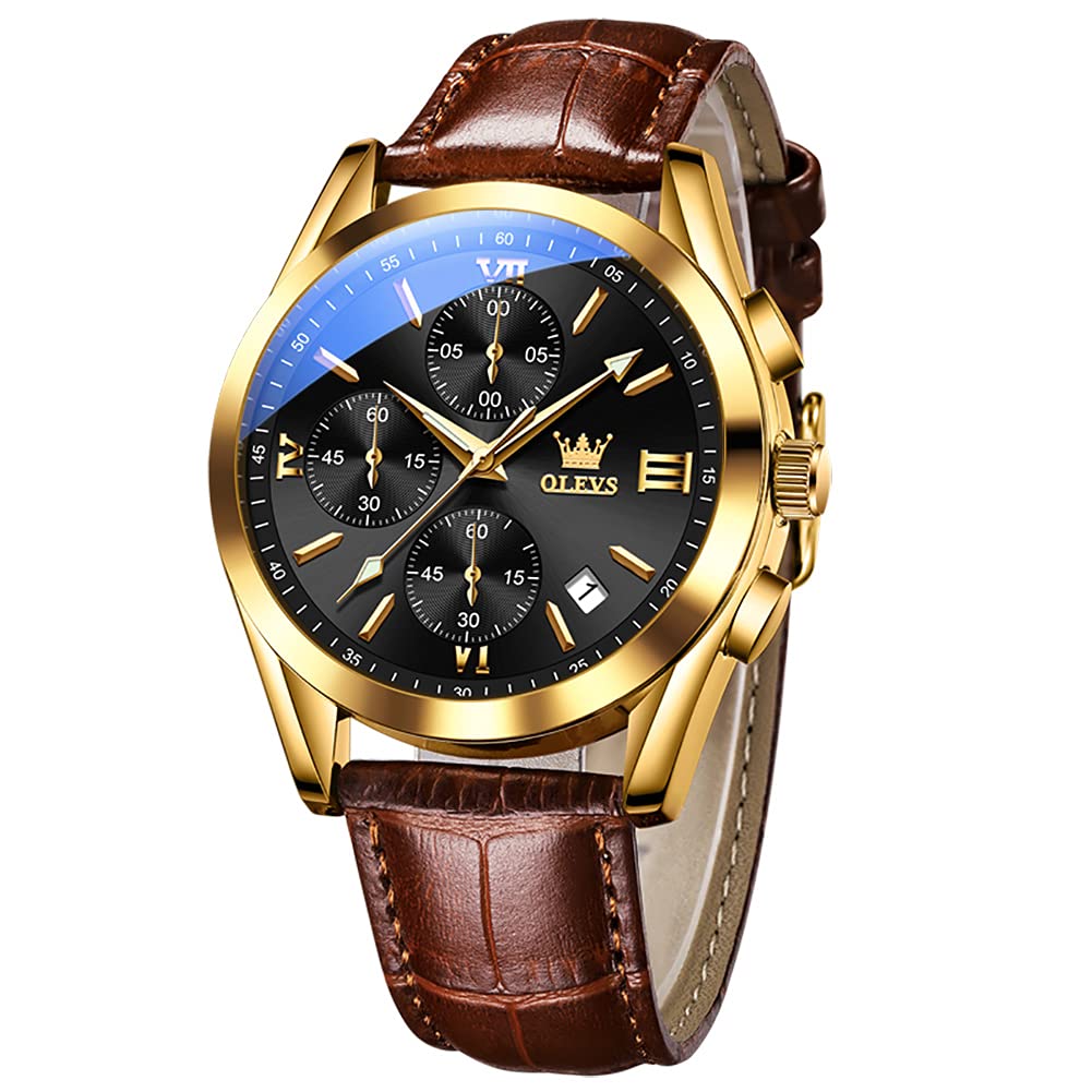 OLEVS Men's Watch, Stylish Ultra-Thin Leather Strap, Quartz Movement, Analog, Date Display, for Men