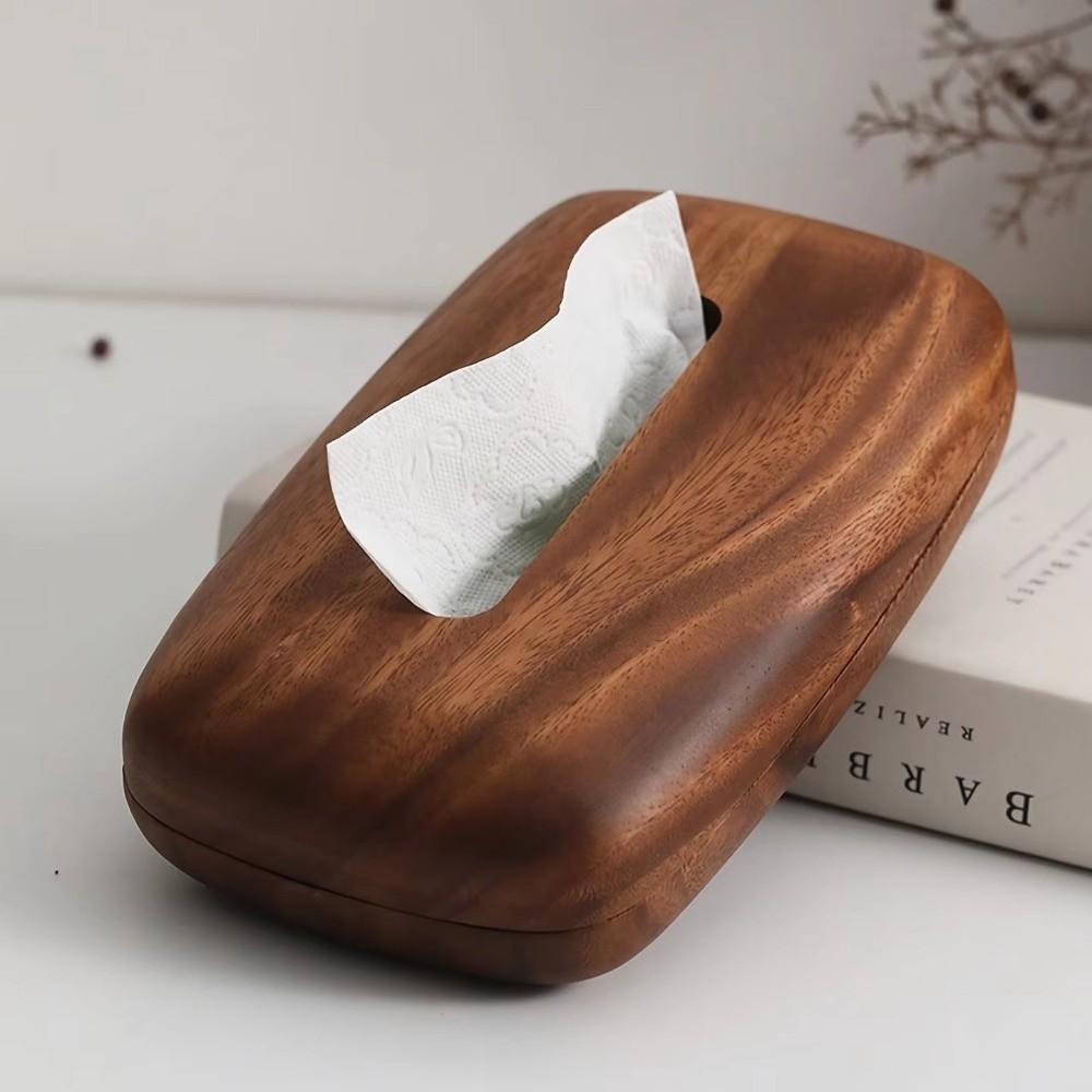 1Pcs Durable Nut-brown Tissue Box Cover Solid Wood Simple Tissue Box Holder Large Capacity Elegant Napkin Dispenser Living Room