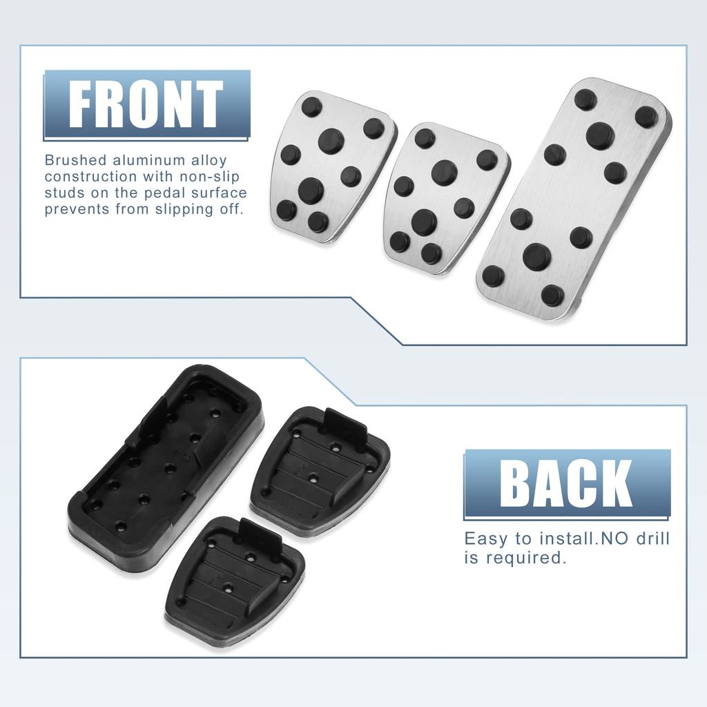 X AUTOHAUX Car Foot Pedal Pad Accelerator Gas Brake Clutch Pedal Cover Kit Anti-Slip