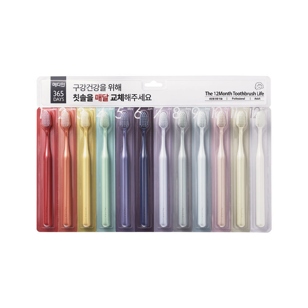 MEDIAN 365DAYS Adult Toothbrush 12-Pack