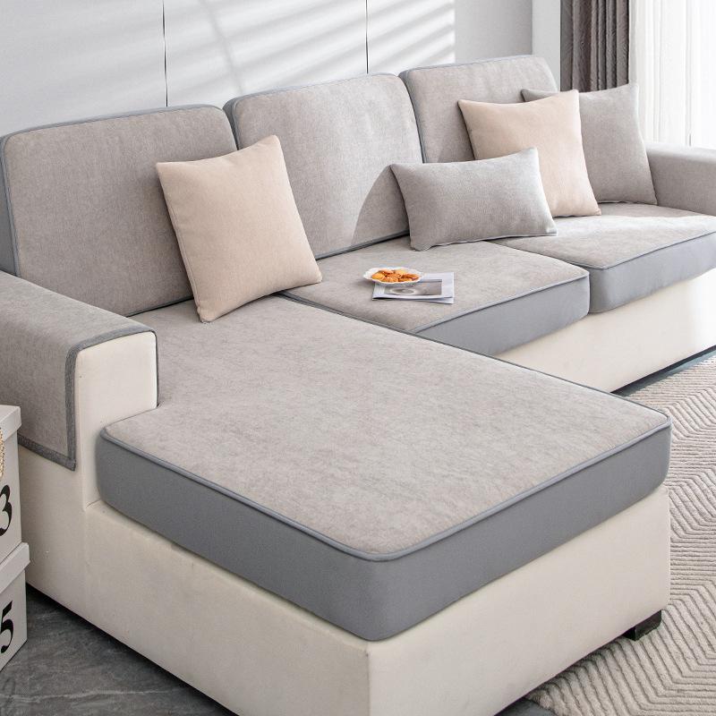 Chenilowy Elastyczny Pokrowiec na Sofę Uniwersalny na Wszystkie Sezony Antypoślizgowa Tkanina Pokrywająca Odporna na Kocią Zadrapkę Pokrowiec na Oparcie Sofy do Salonu Pokrowce na Poduszki