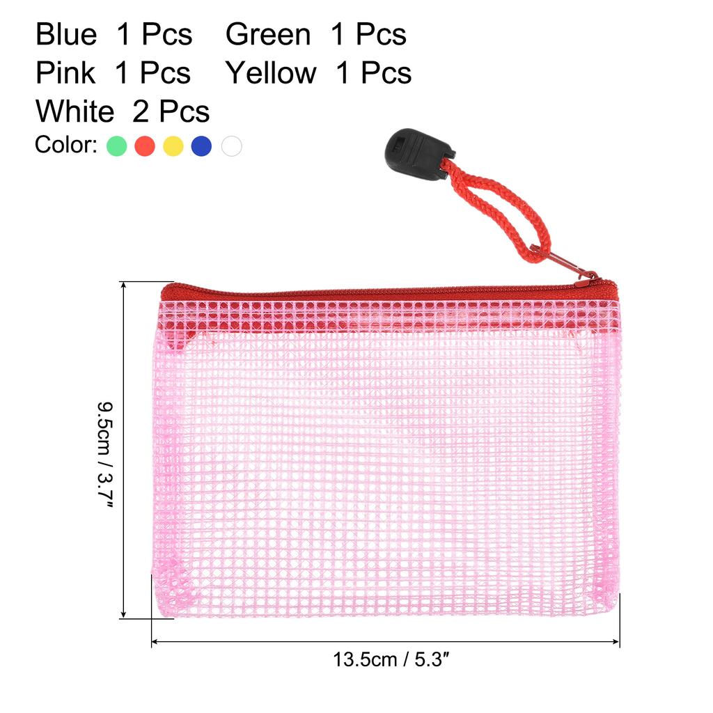 6Pcs A5/A6/B6/B8 Mesh Zipper Pouch Document Bag Waterproof Zip File Folders School Office Supplies Pencil Case Storage Bags