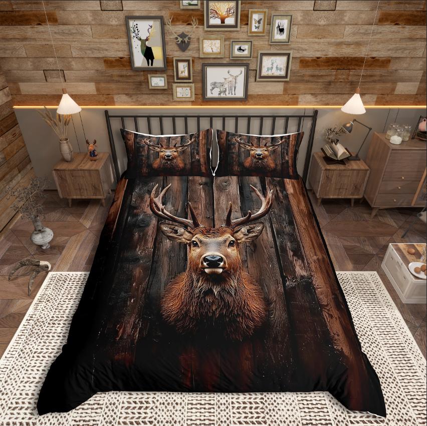 Homewish Wildlife Wolf Duvet Cover SetWoodland Animal For Teens Bedding SetJungle Safari Decor