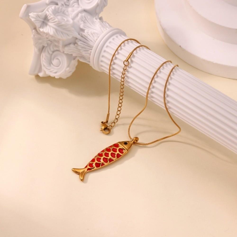 3D Charms Enamel Ocean Necklace Elegant Marine Life Necklace Unique Fish Pendant Necklace  Daily