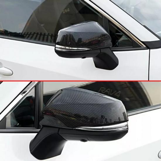 For Toyota RAV4 -2024 Carbon Fiber 2PCS Side Rearview Mirror Cap Cover Trim
