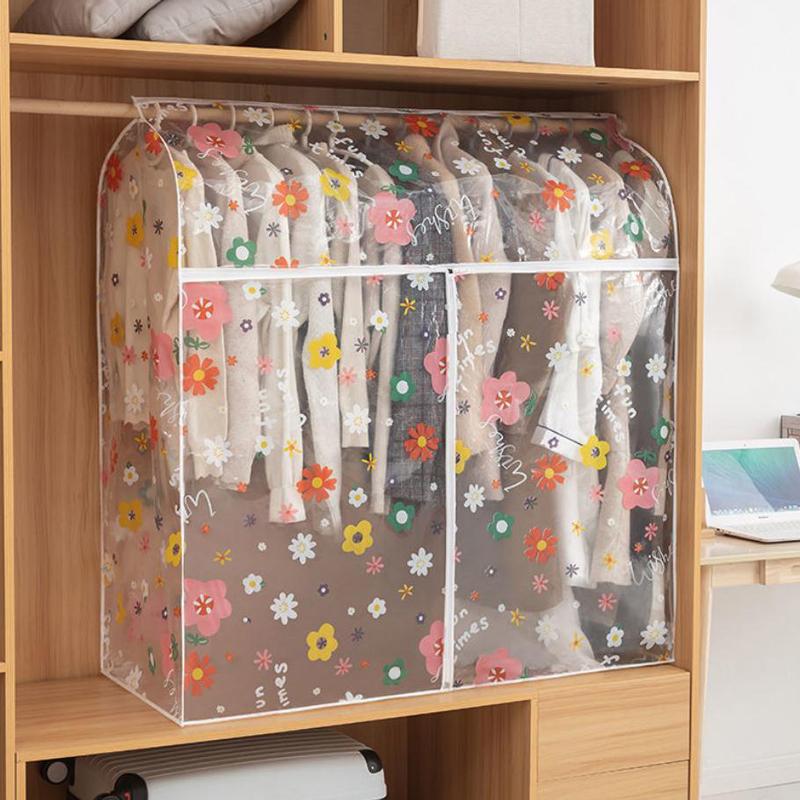 Sun Flower Transparen Dust Cover With Zipper Wardrobe Dust Cover Cloth Coat Suit Storage Bag Student Dormitory Storage Supplies