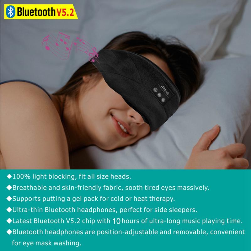20 White Noise Sleeping Headphones Bluetooth5.2 Sleep Mask Breathable Soft 100% Blackout Eye Mask Microphone Call for Sleeping