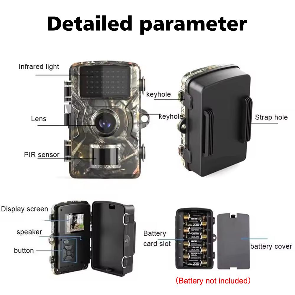 16MP 1080P Wildlife Scouting Trail Camera with 2 Inch Screen 07s Trigger Time Outdoor Hunting Infrared Night Vision Photo Video