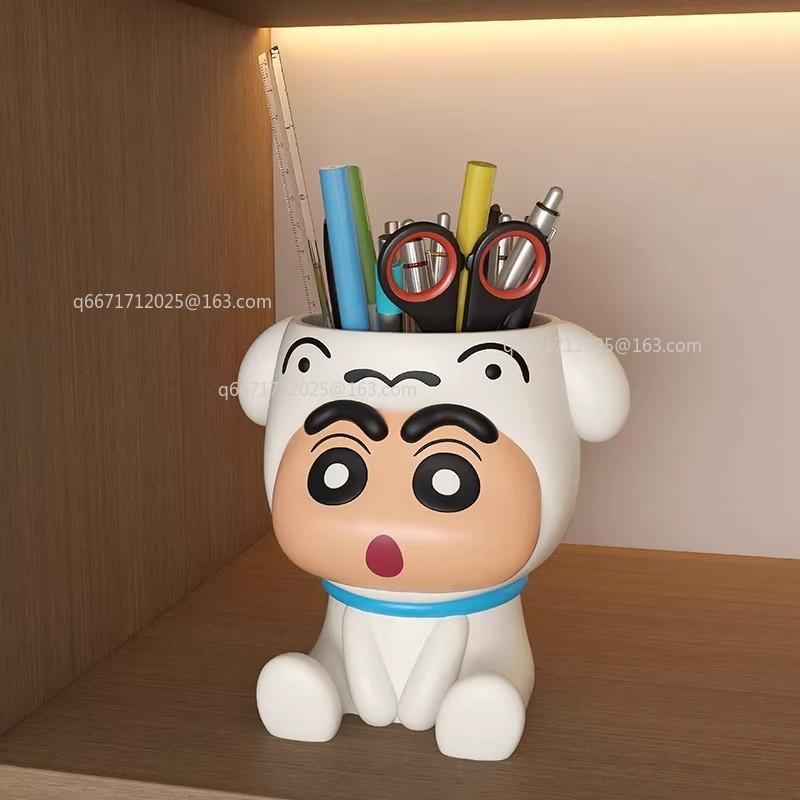 Crayon Shin Chan Anime Figures Peripheral Cartoon Decorative Ornament Storage Box Desk Accessories Organizer Pen Holders Gift
