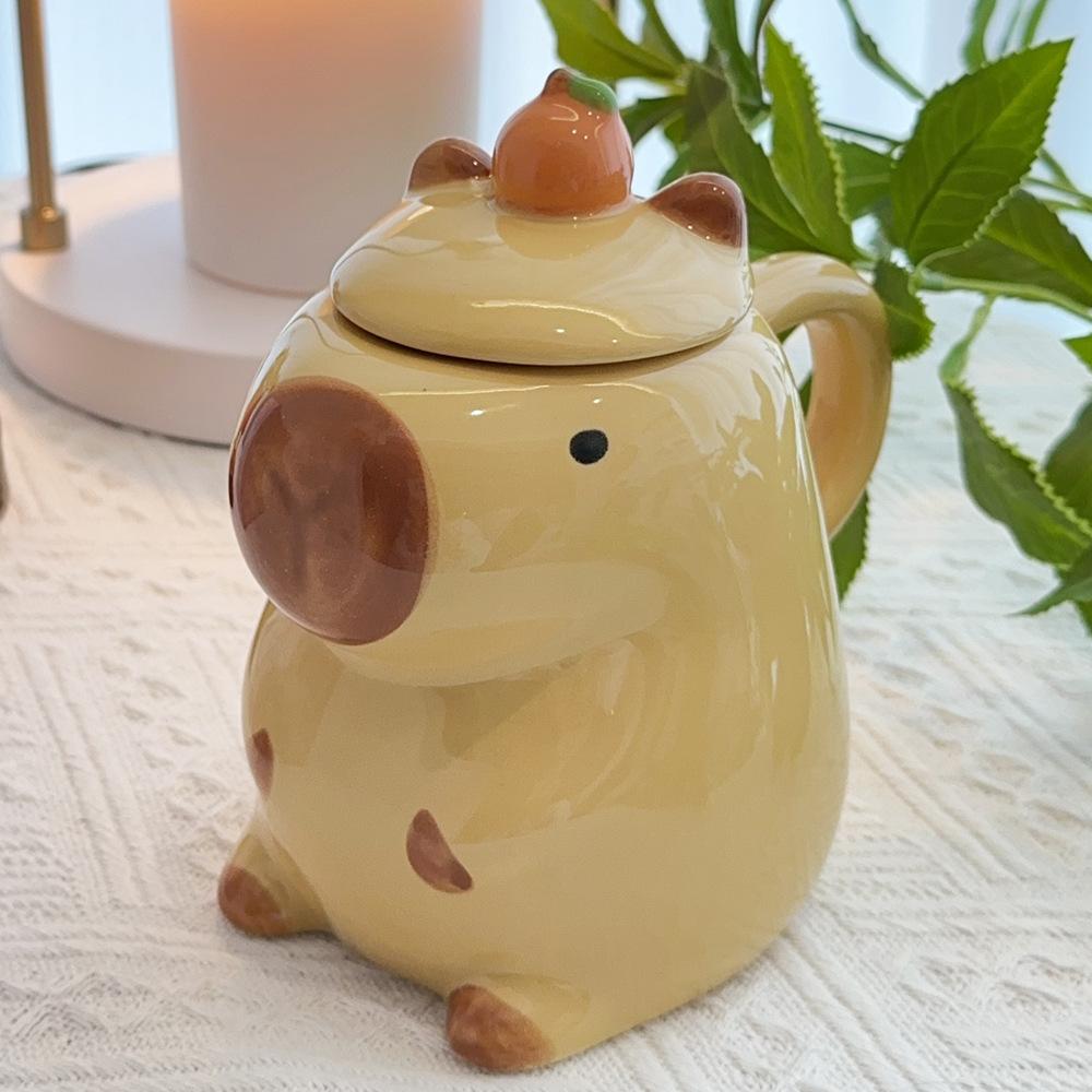 

Милая мультяшная керамическая кофейная чашка-роллер 16 унций с крышкой, кофейная чашка с дельфином, забавная и уникальная женская кофейная чашка в подарок 401-500ml жёлтый