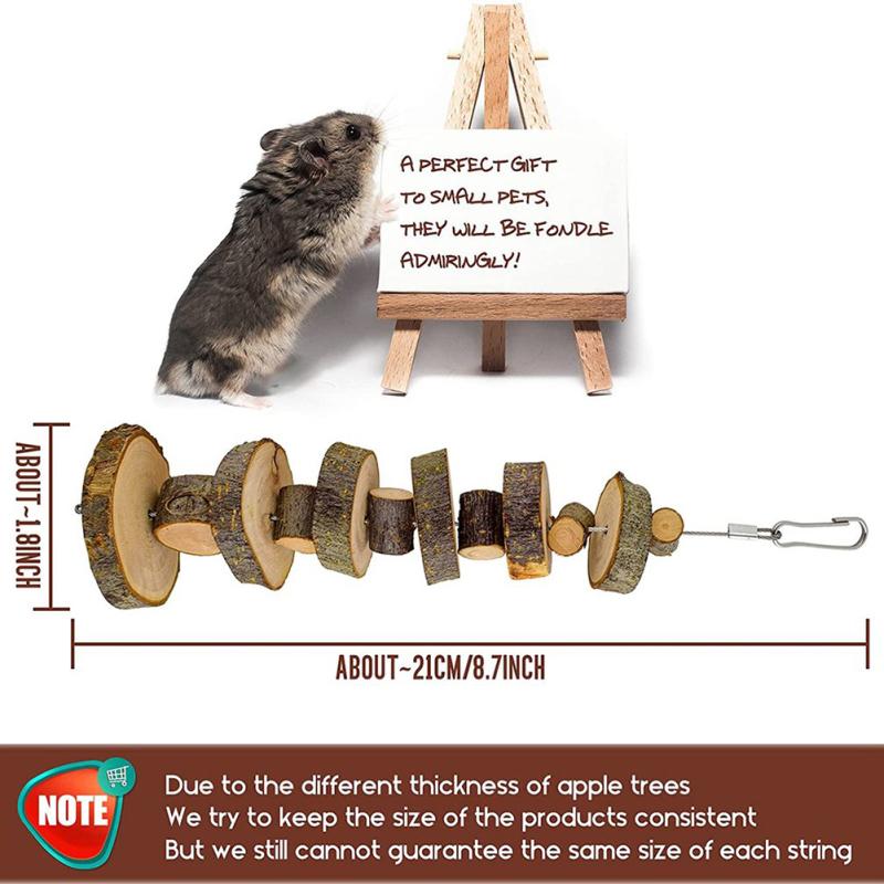 Přírodní dřevěná žvýkací hračka odolná proti kousnutí Snackové hračky pro zmírnění nudy pro papouška křečka činčila